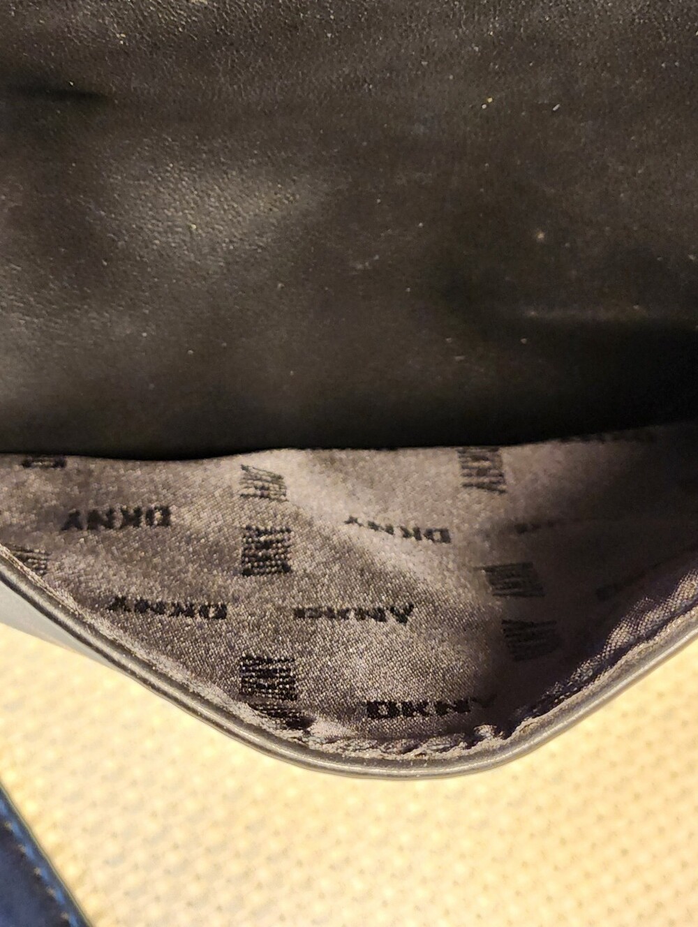 DKNY Tilly Foldover Backpack Black Faux Leather Debossed Logo Medium EUC - Picture 15 of 16